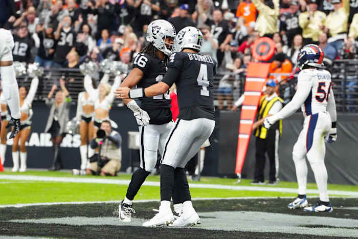 Las Vegas Raiders quarterback Aidan O'Connell discussed the chemistry he has with wide receiver Jakobi Meyers